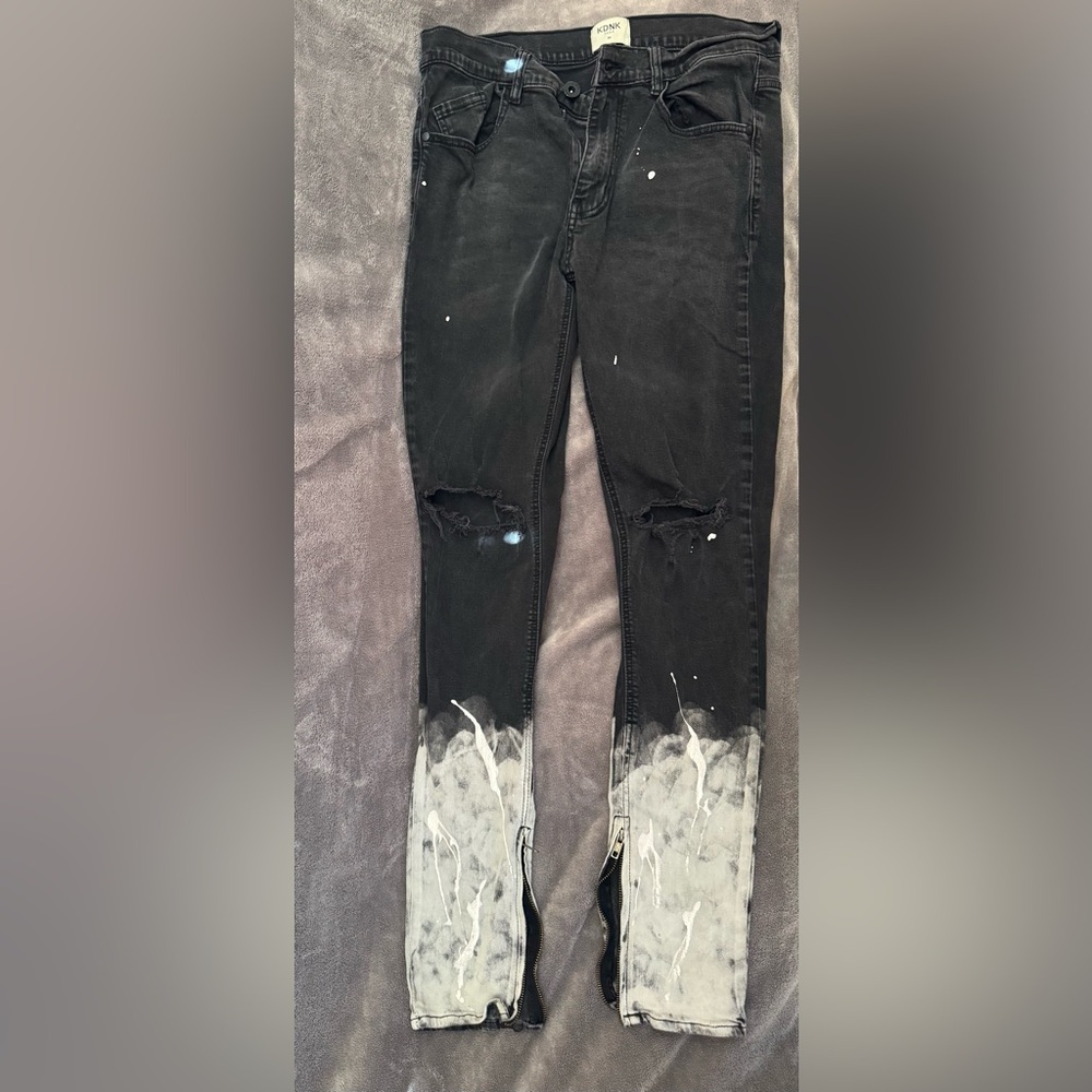 Stylish Black and White Mens jeans-KDNK